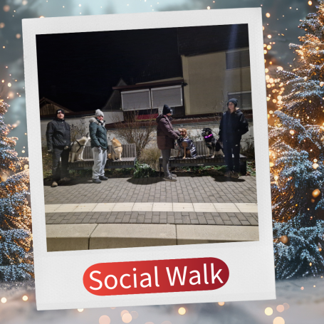 Gruppierung von Personen auf einer Straße während eines sozialen Spaziergangs.